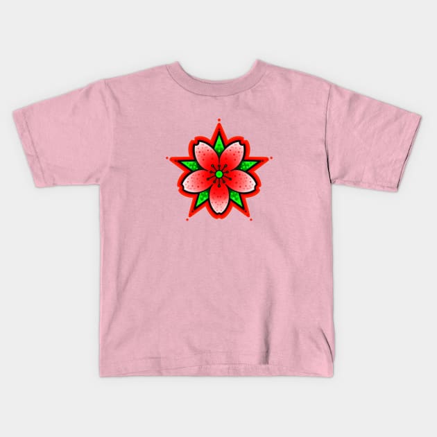 red cherry blossom Kids T-Shirt by weilertsen